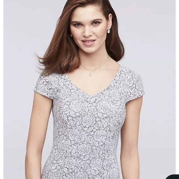 Alex Evening Wear 4 Elegant Gray Lace Evening Gown Mermaid formal NWT - Picture 4 of 12